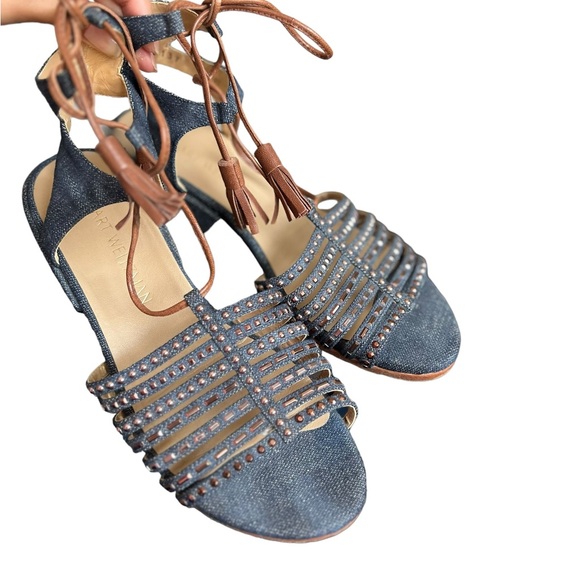 STUART WEITZMAN Skippity Tassel Denim Sandals - Picture 3 of 16